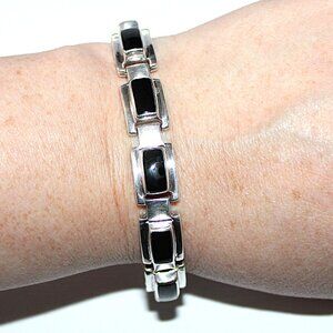 Sterling Silver Southwestern Onyx Bracelet 36 Grams